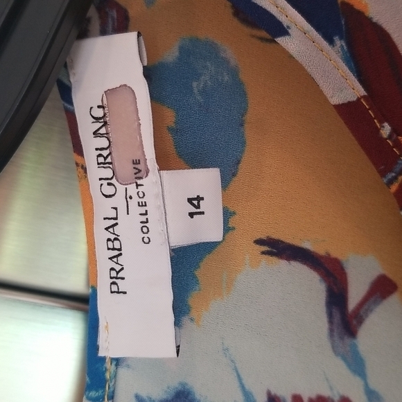 💕PRABAL GURUNG💕 COLECTIVE Ochre Floral Ruffle Front Blouse ~ 14 NWOT - Picture 13 of 14